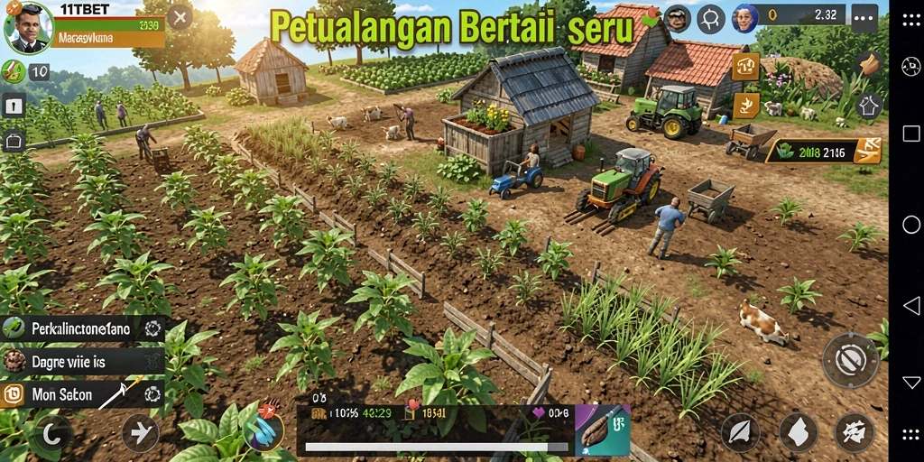 Menampilkan gameplay menarik di 11TBET dengan petualangan bertani.