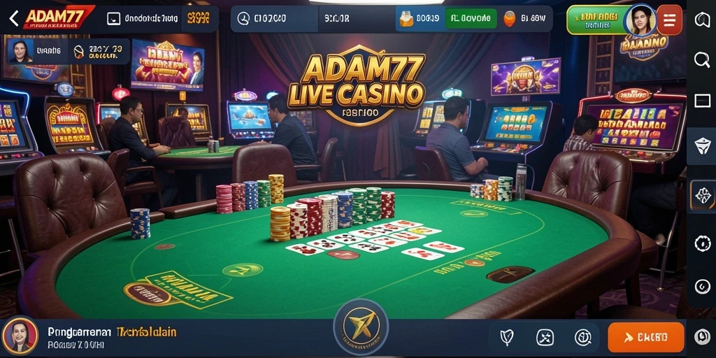 Screenshot gameplay Live Casino ADAM77 menunjukkan momen seru di kasino.