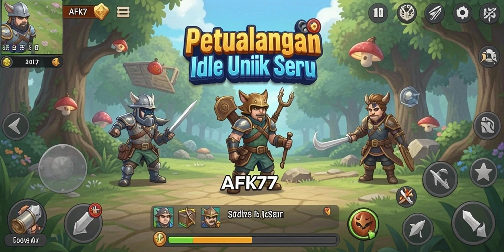 Tampilan gameplay AFK77 yang menarik dan penuh warna.