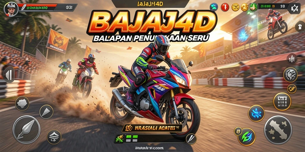 Tampilan gameplay seru dalam balapan motor di BAJAJ4D.