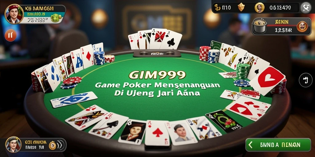 Tampilan gameplay poker yang mengasyikkan dan interaktif.