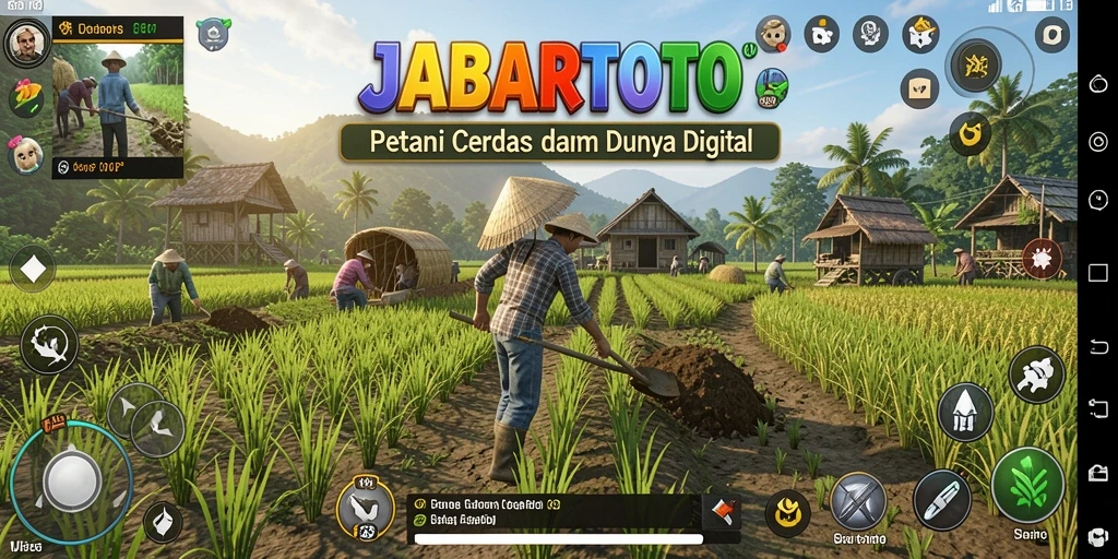 Tampilan gameplay JABARTOTO dengan berbagai aktivitas pertanian.