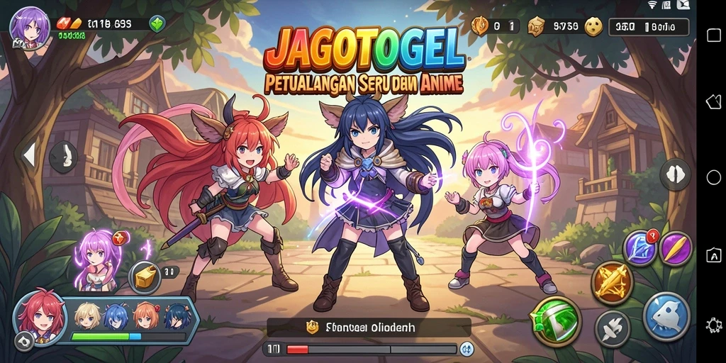 Tampilan gameplay <strong>JAGOTOGEL</strong> menampilkan pertempuran karakter anime yang seru.