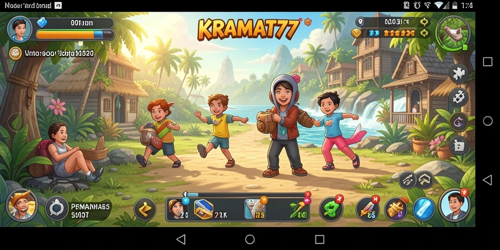 Screenshot menampilkan gameplay seru KRAMAT77 yang penuh warna.