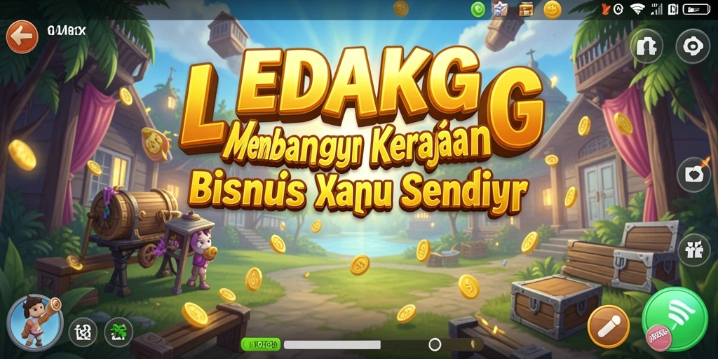 Tampilan gameplay LEDAKGG saat membangun kerajaan bisnis yang sukses.