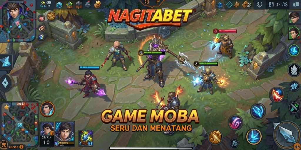 Tampilan gameplay seru dalam NAGITABET dengan pertarungan antartim.