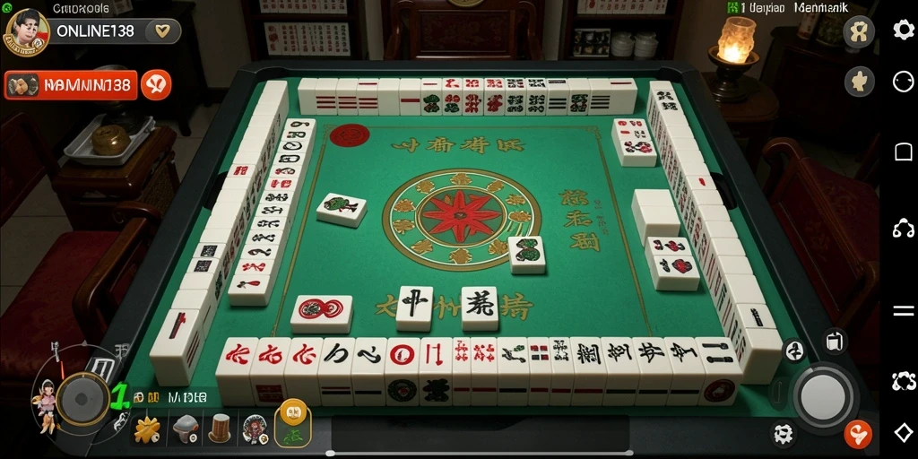 Screenshot utama ONLINE138 menampilkan gameplay Mahjong yang menegangkan dan seru.