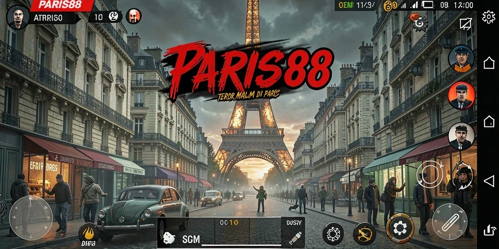 Tampilan gameplay PARIS88 yang menegangkan dan mencekam.