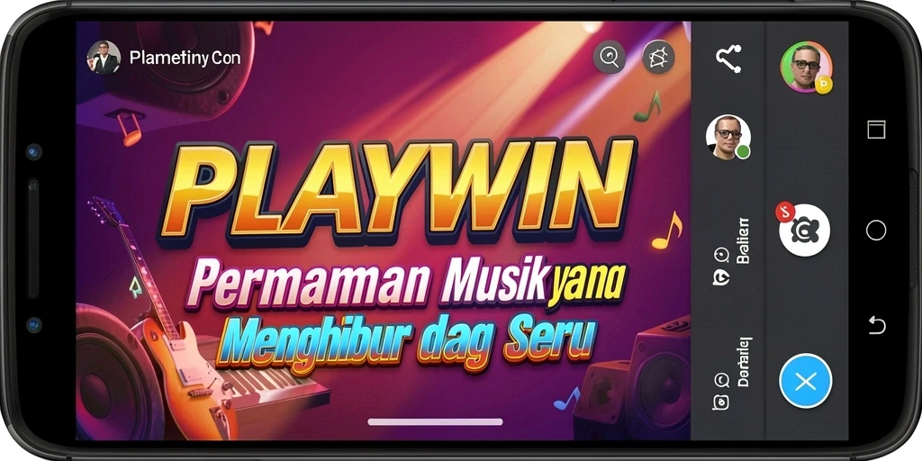 Tampilan gameplay seru dalam aplikasi musik PLAYWIN.