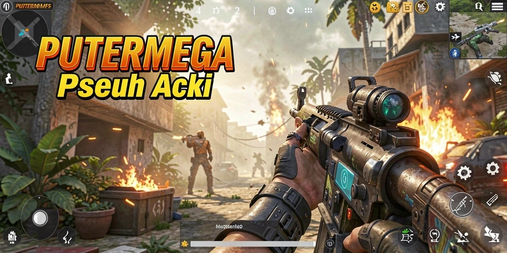 Tangkapan layar menunjukkan pertempuran intens dalam game PUTERMEGA.