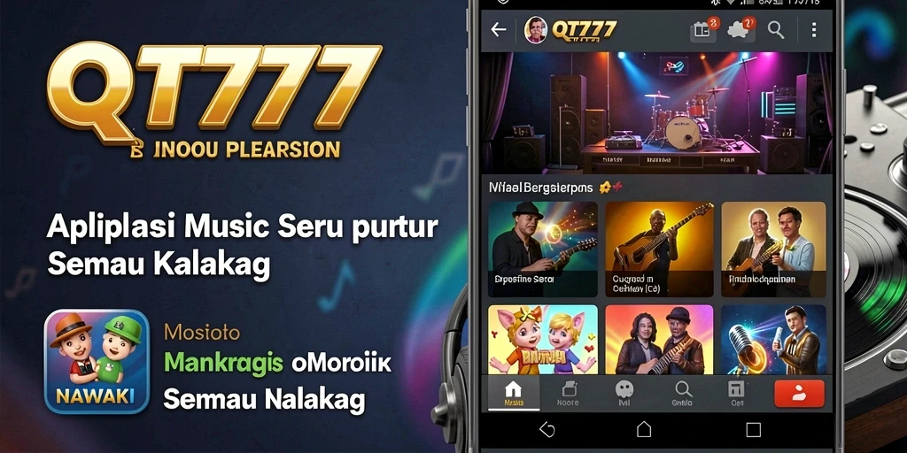 Tampilan gameplay QT777 yang menampilkan fitur interaktif musik.