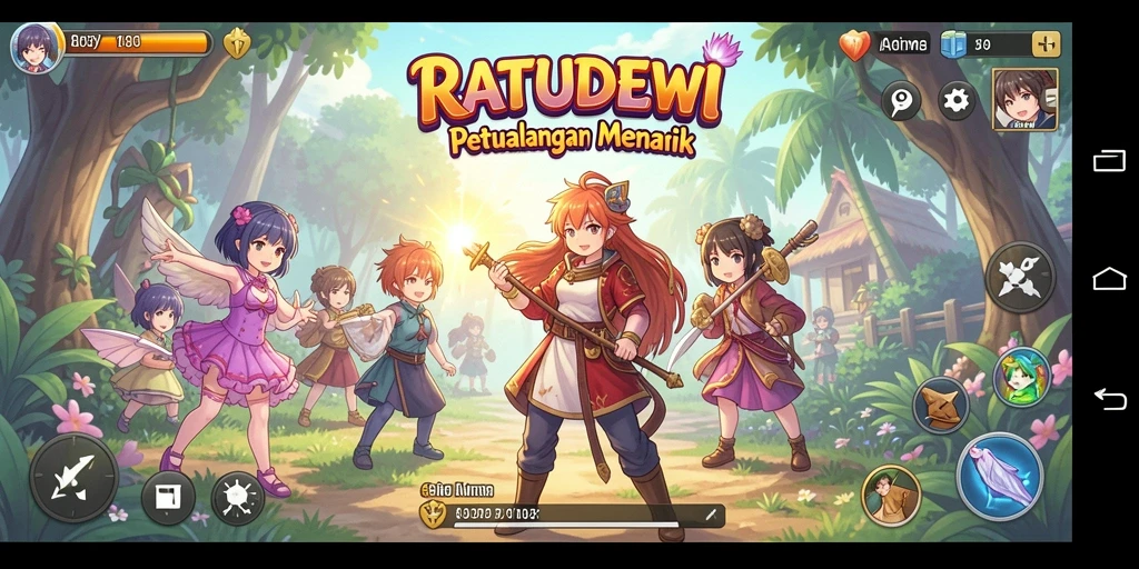 Tampilan gameplay yang menakjubkan di RATUDEWI dengan karakter Anime.