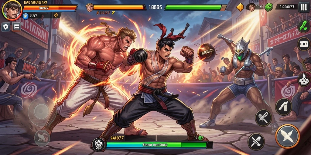 Gameplay aksi mendebarkan dalam SAND77 dengan karakter beragam.