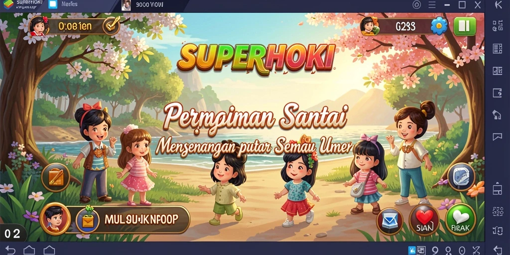Tampilan gameplay santai SUPERHOKI yang ceria dan menarik.