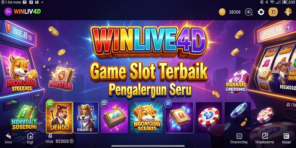 Screenshot gameplay WINLIVE4D yang menampilkan mesin slot dan bonus menarik.