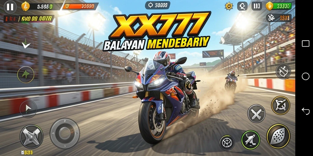 Tampilan mendebarkan dari balapan motor di XXX777.